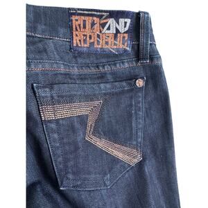 Vintage Rock & Republic Dark Wash Bootcut Jeans with Copper Stitch Size 28